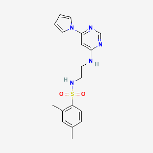 N-(2-((6-(1H-pyrrol-1-yl)pyrimidin-4-yl)amino)ethyl)-2,4-dimethylbenzenesulfonamide