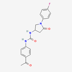 molecular formula C19H18FN3O3 B2683636 1-(4-乙酰苯基)-3-[1-(4-氟苯基)-5-氧代吡咯烷-3-基]脲 CAS No. 894016-03-6
