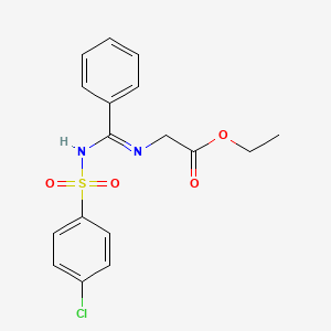 molecular formula C17H17ClN2O4S B2683637 ETHYL 2-[(Z)-N'-(4-CHLOROBENZENESULFONYL)-1-PHENYLMETHANIMIDAMIDO]ACETATE CAS No. 833429-58-6