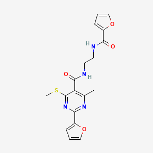 2-(furan-2-yl)-N-{2-[(furan-2-yl)formamido]ethyl}-4-methyl-6-(methylsulfanyl)pyrimidine-5-carboxamide