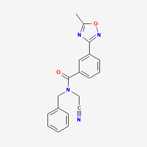 molecular formula C19H16N4O2 B2683654 N-Benzyl-N-(cyanomethyl)-3-(5-methyl-1,2,4-oxadiazol-3-YL)benzamide CAS No. 1436117-40-6