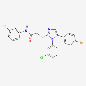 molecular formula C23H16BrCl2N3OS B2683655 2-((5-(4-bromophenyl)-1-(3-chlorophenyl)-1H-imidazol-2-yl)thio)-N-(3-chlorophenyl)acetamide CAS No. 1226446-93-0