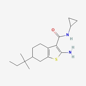 molecular formula C17H26N2OS B2683658 2-amino-N-cyclopropyl-6-(1,1-dimethylpropyl)-4,5,6,7-tetrahydro-1-benzothiophene-3-carboxamide CAS No. 590352-39-9