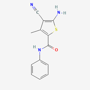 molecular formula C13H11N3OS B2683663 5-amino-4-cyano-3-methyl-N-phenylthiophene-2-carboxamide CAS No. 173442-97-2