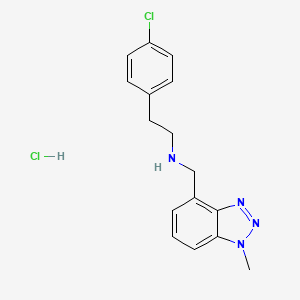 molecular formula C16H18Cl2N4 B2683674 2-(4-Chlorophenyl)-N-[(1-methylbenzotriazol-4-yl)methyl]ethanamine;hydrochloride CAS No. 2418732-56-4