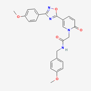 molecular formula C24H22N4O5 B2683675 2-{5-[3-(4-甲氧基苯基)-1,2,4-噁二唑-5-基]-2-氧代-1,2-二氢吡啶-1-基}-N-[(4-甲氧基苯基)甲基]乙酰胺 CAS No. 1112313-69-5