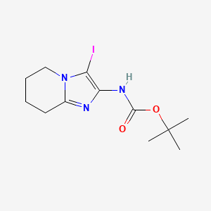 molecular formula C12H18IN3O2 B2683679 Tert-butyl N-(3-iodo-5,6,7,8-tetrahydroimidazo[1,2-a]pyridin-2-yl)carbamate CAS No. 2416229-33-7