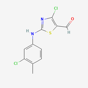 molecular formula C11H8Cl2N2OS B2683683 4-氯-2-[(3-氯-4-甲基苯基)氨基]-1,3-噻唑-5-甲醛 CAS No. 796084-51-0