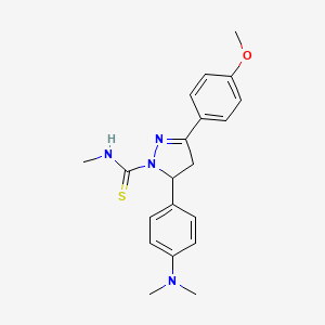 molecular formula C20H24N4OS B2683690 5-(4-(dimethylamino)phenyl)-3-(4-methoxyphenyl)-N-methyl-4,5-dihydro-1H-pyrazole-1-carbothioamide CAS No. 394238-96-1