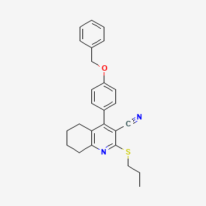 molecular formula C26H26N2OS B2683703 4-(4-(Benzyloxy)phenyl)-2-(propylthio)-5,6,7,8-tetrahydroquinoline-3-carbonitrile CAS No. 391228-44-7