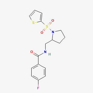4-fluoro-N-((1-(thiophen-2-ylsulfonyl)pyrrolidin-2-yl)methyl)benzamide