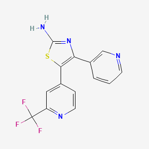 molecular formula C14H9F3N4S B2683719 4-Pyridin-3-yl-5-[2-(trifluoromethyl)pyridin-4-yl]-1,3-thiazol-2-amine CAS No. 2309463-69-0