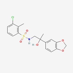molecular formula C17H18ClNO5S B2683721 N-(2-(苯并[d][1,3]二氧杂环戊-5-基)-2-羟基丙基)-3-氯-2-甲基苯磺酰胺 CAS No. 1396884-87-9