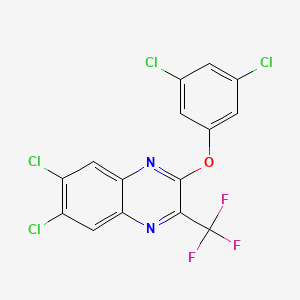 molecular formula C15H5Cl4F3N2O B2683728 6,7-Dichloro-2-(3,5-dichlorophenoxy)-3-(trifluoromethyl)quinoxaline CAS No. 478034-05-8