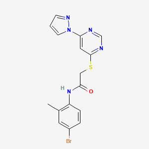 molecular formula C16H14BrN5OS B2683740 2-((6-(1H-吡唑-1-基)嘧啶-4-基)硫)-N-(4-溴-2-甲基苯基)乙酰胺 CAS No. 1251604-27-9