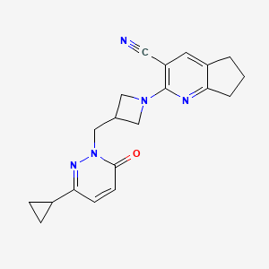 B2683752 2-{3-[(3-cyclopropyl-6-oxo-1,6-dihydropyridazin-1-yl)methyl]azetidin-1-yl}-5H,6H,7H-cyclopenta[b]pyridine-3-carbonitrile CAS No. 2175978-75-1