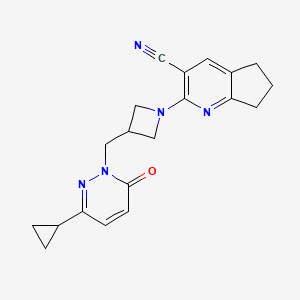 molecular formula C20H21N5O B2683752 2-{3-[(3-cyclopropyl-6-oxo-1,6-dihydropyridazin-1-yl)methyl]azetidin-1-yl}-5H,6H,7H-cyclopenta[b]pyridine-3-carbonitrile CAS No. 2175978-75-1