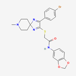 N-(2H-1,3-benzodioxol-5-yl)-2-{[3-(4-bromophenyl)-8-methyl-1,4,8-triazaspiro[4.5]deca-1,3-dien-2-yl]sulfanyl}acetamide