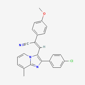 (Z)-3-[2-(4-chlorophenyl)-8-methylimidazo[1,2-a]pyridin-3-yl]-2-(4-methoxyphenyl)-2-propenenitrile