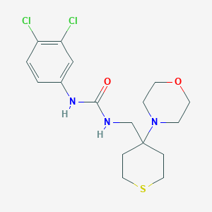 molecular formula C17H23Cl2N3O2S B2683767 1-(3,4-Dichlorophenyl)-3-[(4-morpholin-4-ylthian-4-yl)methyl]urea CAS No. 2380095-88-3