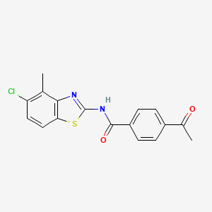 molecular formula C17H13ClN2O2S B2683771 4-acetyl-N-(5-chloro-4-methyl-1,3-benzothiazol-2-yl)benzamide CAS No. 897759-42-1