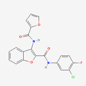 molecular formula C20H12ClFN2O4 B2683776 N-(3-chloro-4-fluorophenyl)-3-(furan-2-carboxamido)benzofuran-2-carboxamide CAS No. 888440-96-8