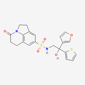 molecular formula C21H20N2O5S2 B2683779 N-(2-(呋喃-3-基)-2-羟基-2-(噻吩-2-基)乙基)-4-酮-2,4,5,6-四氢-1H-吡咯并[3,2,1-ij]喹啉-8-磺酰胺 CAS No. 2034265-07-9
