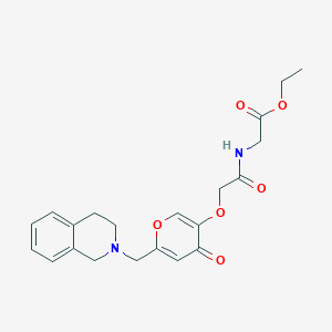 molecular formula C21H24N2O6 B2683780 ethyl 2-[[2-[6-(3,4-dihydro-1H-isoquinolin-2-ylmethyl)-4-oxopyran-3-yl]oxyacetyl]amino]acetate CAS No. 898456-58-1