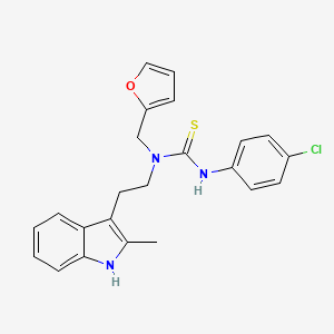 molecular formula C23H22ClN3OS B2683784 3-(4-氯苯基)-1-(呋喃-2-基甲基)-1-(2-(2-甲基-1H-吲哚-3-基)乙基)硫脲 CAS No. 851971-75-0