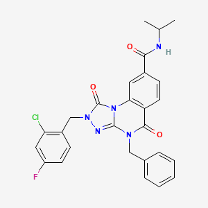 molecular formula C27H23ClFN5O3 B2683785 4-苄基-2-(2-氯-4-氟苄基)-N-异丙基-1,5-二氧代-1,2,4,5-四氢-[1,2,4]三唑并[4,3-a]喹唑啉-8-甲酰胺 CAS No. 1242979-82-3