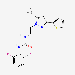 molecular formula C19H18F2N4OS B2683786 1-(2-(5-环丙基-3-(噻吩-2-基)-1H-吡唑-1-基)乙基)-3-(2,6-二氟苯基)脲 CAS No. 1797245-09-0