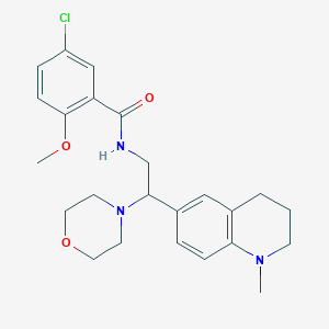 molecular formula C24H30ClN3O3 B2683789 5-chloro-2-methoxy-N-[2-(1-methyl-1,2,3,4-tetrahydroquinolin-6-yl)-2-(morpholin-4-yl)ethyl]benzamide CAS No. 922034-36-4