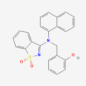 molecular formula C24H18N2O3S B2683793 2-([(1,1-二氧代-1,2-苯并异噻唑-3-基)(1-萘基)氨基]甲基)酚 CAS No. 442571-99-5