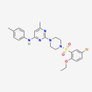 molecular formula C24H28BrN5O3S B2683796 2-[4-(5-bromo-2-ethoxybenzenesulfonyl)piperazin-1-yl]-6-methyl-N-(4-methylphenyl)pyrimidin-4-amine CAS No. 946364-49-4