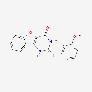 molecular formula C18H14N2O3S B2683800 3-(2-甲氧基苯甲基)-2-硫代-2,3-二氢[1]苯并呋喃[3,2-d]嘧啶-4(1H)-酮 CAS No. 1986427-77-3