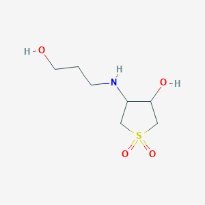 molecular formula C7H15NO4S B2683804 4-(3-Hydroxy-propylamino)-1,1-dioxo-tetrahydro-thiophen-3-ol CAS No. 459413-88-8