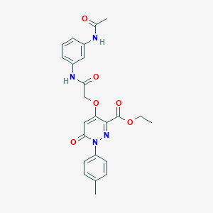 molecular formula C24H24N4O6 B2683805 Ethyl 4-(2-((3-acetamidophenyl)amino)-2-oxoethoxy)-6-oxo-1-(p-tolyl)-1,6-dihydropyridazine-3-carboxylate CAS No. 899729-92-1