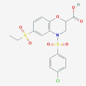 4-[(4-chlorophenyl)sulfonyl]-6-(ethylsulfonyl)-3,4-dihydro-2H-1,4-benzoxazine-2-carboxylic acid