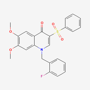 molecular formula C24H20FNO5S B2683821 1-(2-fluorobenzyl)-6,7-dimethoxy-3-(phenylsulfonyl)quinolin-4(1H)-one CAS No. 866726-09-2