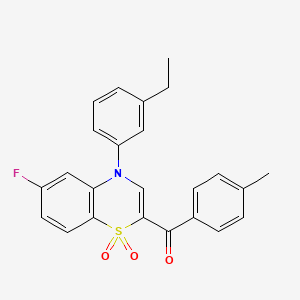 molecular formula C24H20FNO3S B2683823 [4-(3-ethylphenyl)-6-fluoro-1,1-dioxido-4H-1,4-benzothiazin-2-yl](4-methylphenyl)methanone CAS No. 1114852-79-7