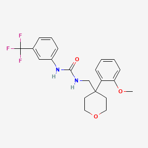 molecular formula C21H23F3N2O3 B2683827 1-((4-(2-甲氧基苯基)四氢-2H-吡喃-4-基甲基)-3-(3-(三氟甲基)苯基)脲 CAS No. 1226446-79-2