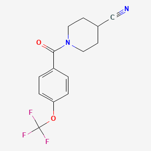 molecular formula C14H13F3N2O2 B2683835 1-[4-(Trifluoromethoxy)benzoyl]piperidine-4-carbonitrile CAS No. 1710560-87-4