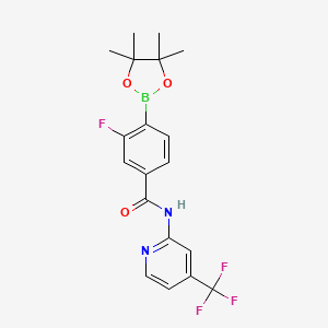 molecular formula C19H19BF4N2O3 B2683836 3-Fluoro-4-(4,4,5,5-tetramethyl-1,3,2-dioxaborolan-2-yl)-N-(4-(trifluoromethyl)pyridin-2-yl)benzamide CAS No. 1419221-60-5