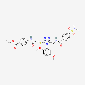 molecular formula C31H34N6O8S2 B2683840 乙酸-4-[[2-[[4-(2,5-二甲氧基苯基)-5-[[[4-(二甲基磺酰)苯甲酰]氨基]甲基]-1,2,4-三唑-3-基]硫基]乙酰]氨基]苯甲酯 CAS No. 309968-35-2