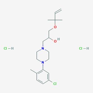 molecular formula C19H31Cl3N2O2 B2683841 1-(4-(5-Chloro-2-methylphenyl)piperazin-1-yl)-3-((2-methylbut-3-en-2-yl)oxy)propan-2-ol dihydrochloride CAS No. 1189437-84-0