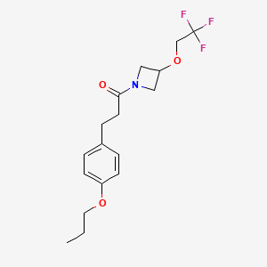 molecular formula C17H22F3NO3 B2683857 3-(4-Propoxyphenyl)-1-(3-(2,2,2-trifluoroethoxy)azetidin-1-yl)propan-1-one CAS No. 2034595-46-3