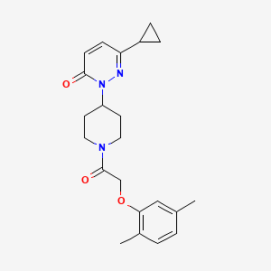 molecular formula C22H27N3O3 B2683858 6-Cyclopropyl-2-[1-[2-(2,5-dimethylphenoxy)acetyl]piperidin-4-yl]pyridazin-3-one CAS No. 2310155-84-9