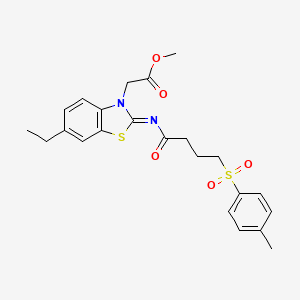 molecular formula C23H26N2O5S2 B2683861 (E)-methyl 2-(6-ethyl-2-((4-tosylbutanoyl)imino)benzo[d]thiazol-3(2H)-yl)acetate CAS No. 1007273-21-3