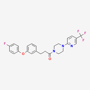 molecular formula C25H23F4N3O2 B2683877 3-(3-(4-氟苯氧基)苯基)-1-(4-(5-(三氟甲基)吡啶-2-基)哌嗪-1-基)丙酮 CAS No. 1234851-54-7