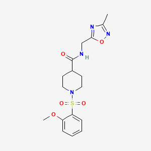 molecular formula C17H22N4O5S B2683896 1-((2-甲氧基苯基)磺酰)-N-((3-甲基-1,2,4-噁二唑-5-基)甲基)哌啶-4-甲酰胺 CAS No. 1334373-57-7